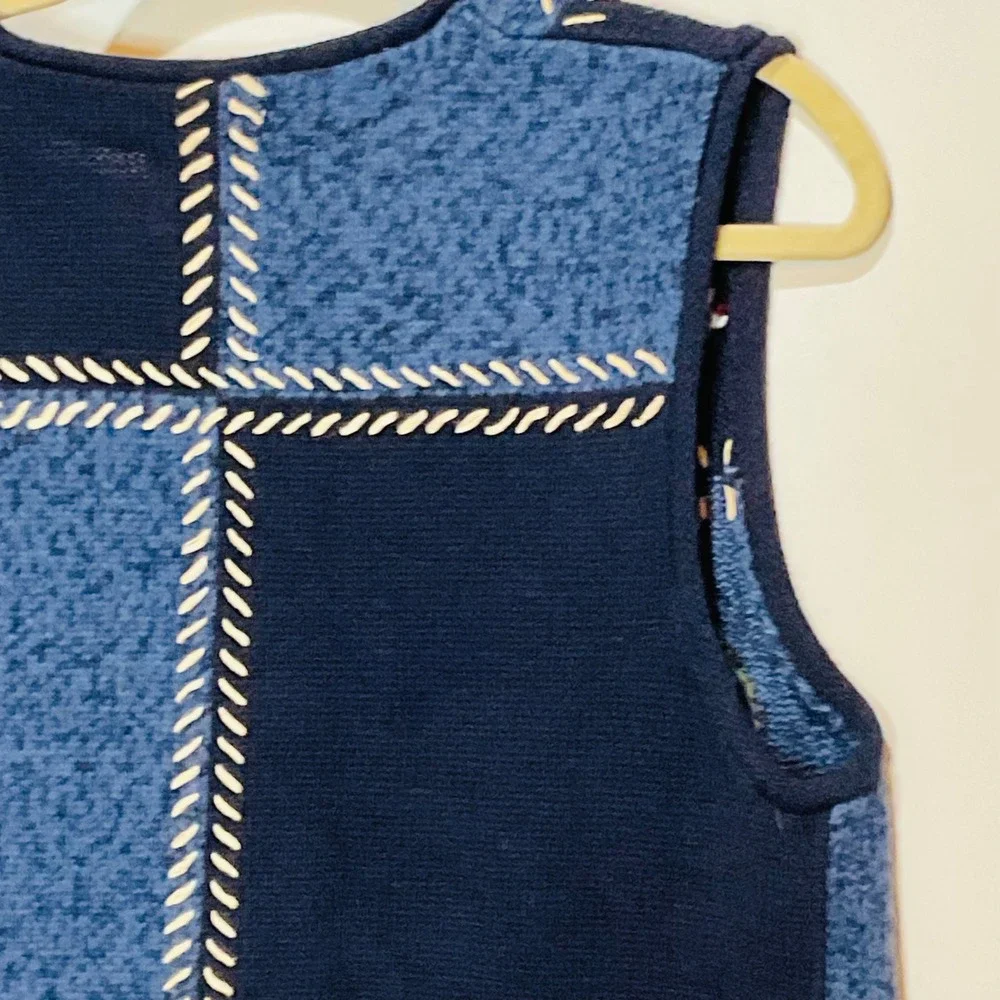 Quacker factory western cowboy boot cactus sweater vest women's S Embroidered TX